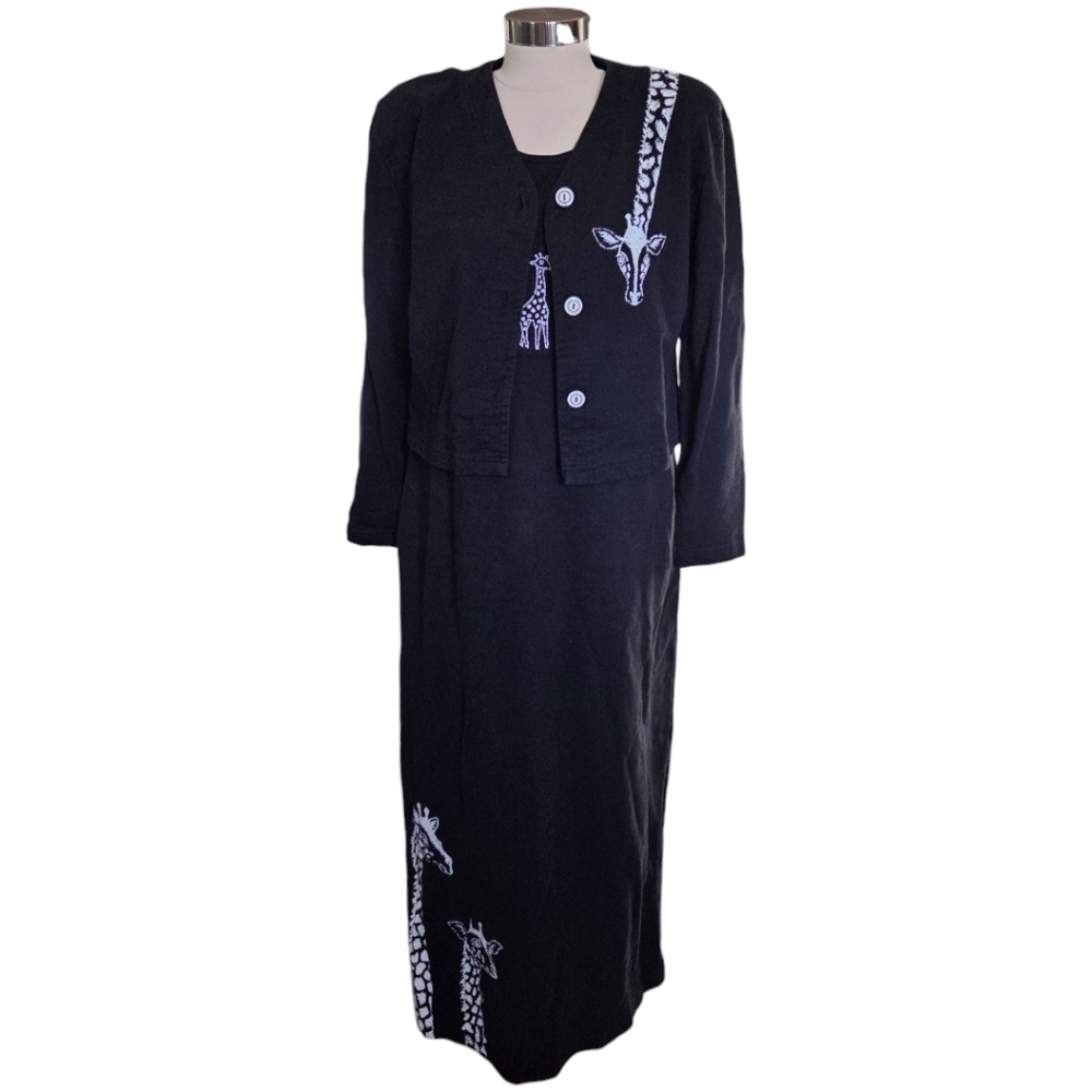 CITÉ Black Giraffe Dress and Jacket Set